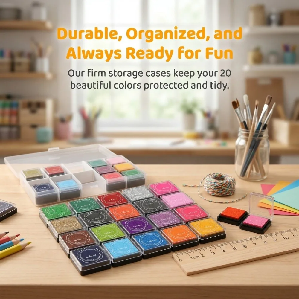 20PCS Paper 20 Colors DIY Ink Pad Washable Colorful Ink pad Safe Cute Stamp Pad DIY Craft