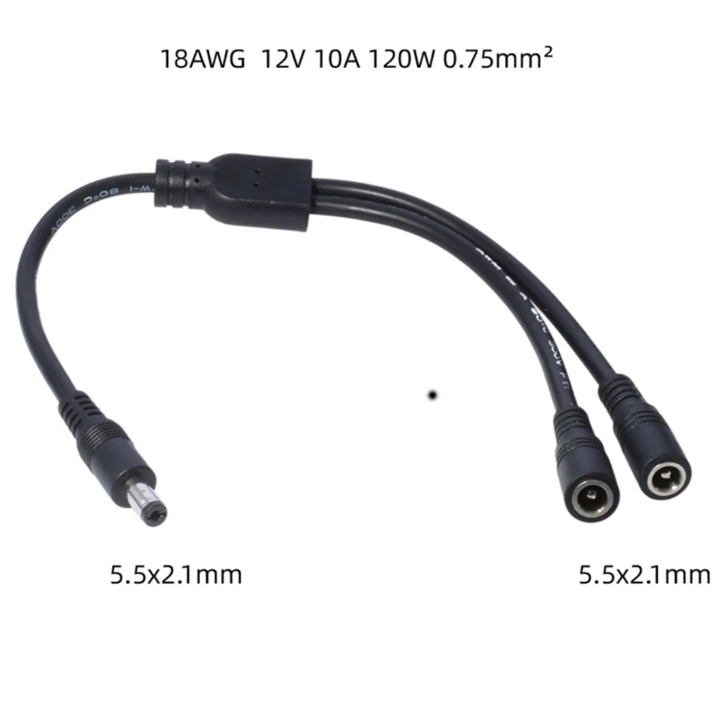 2 way DC Power adapter Cable 5.5mmx2.1mm/5.5mmx2.5mm 1 male to 2 female Splitter connector Plug extension for CCTV LED strip