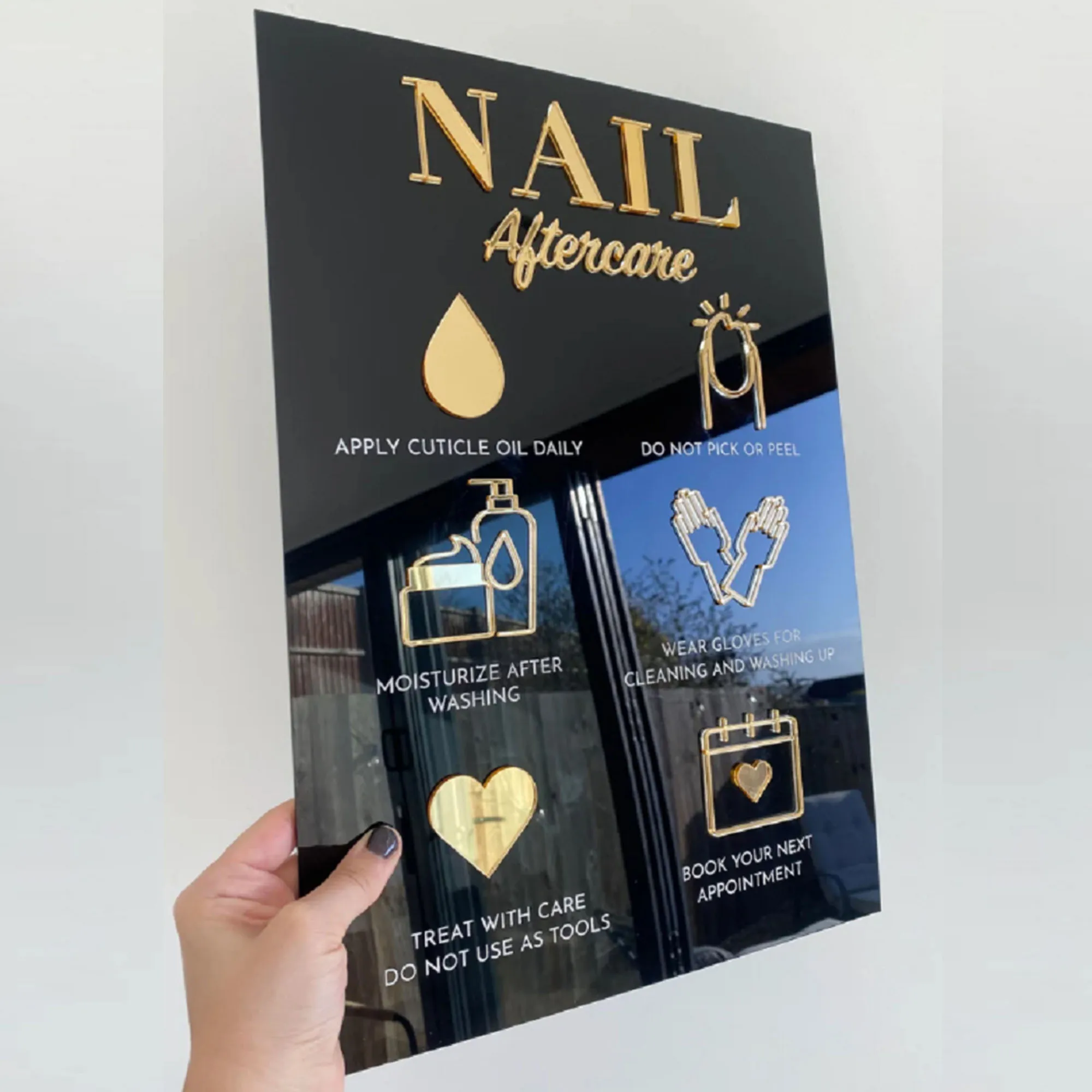 Nails Lashes Aftercare Advice Sign 3D Acrylic Salon Shop Aesthetics Aftercare Care Nail Tech Business Spa Facial Nails Shop Sign