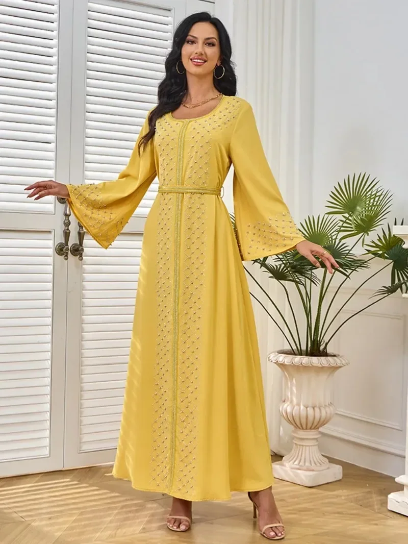 Moroccan Caftan for Women Party Long Robe Jalabiya Ramadan Eid Muslim Dresses Sashes Dubai Abayas Islam Kaftan Saudi Vestidos