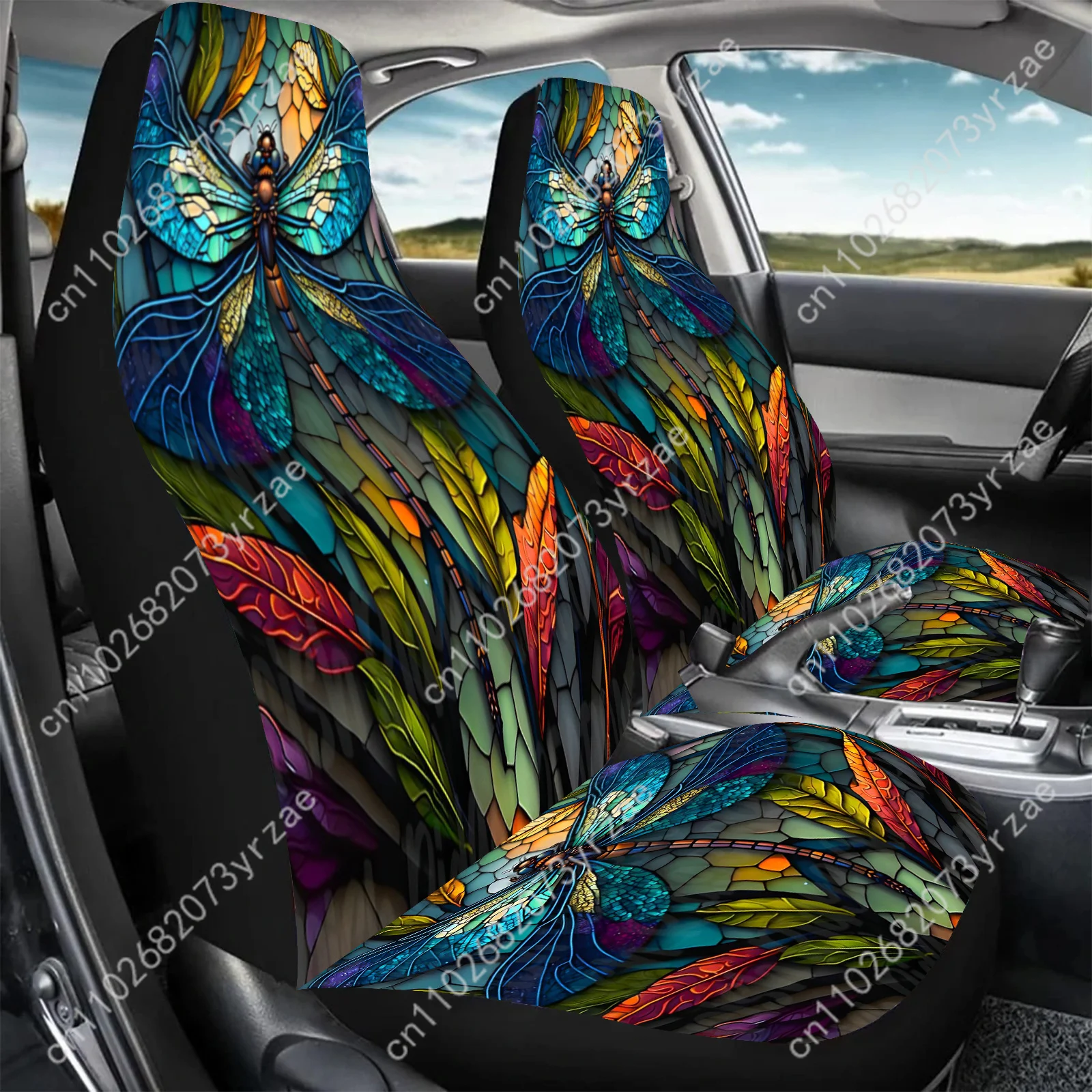 

Green Dragonfly Car Seat Covers Universal Environmentally Friendly Interior Decorations Comfortable Breathable Car Seat Covers