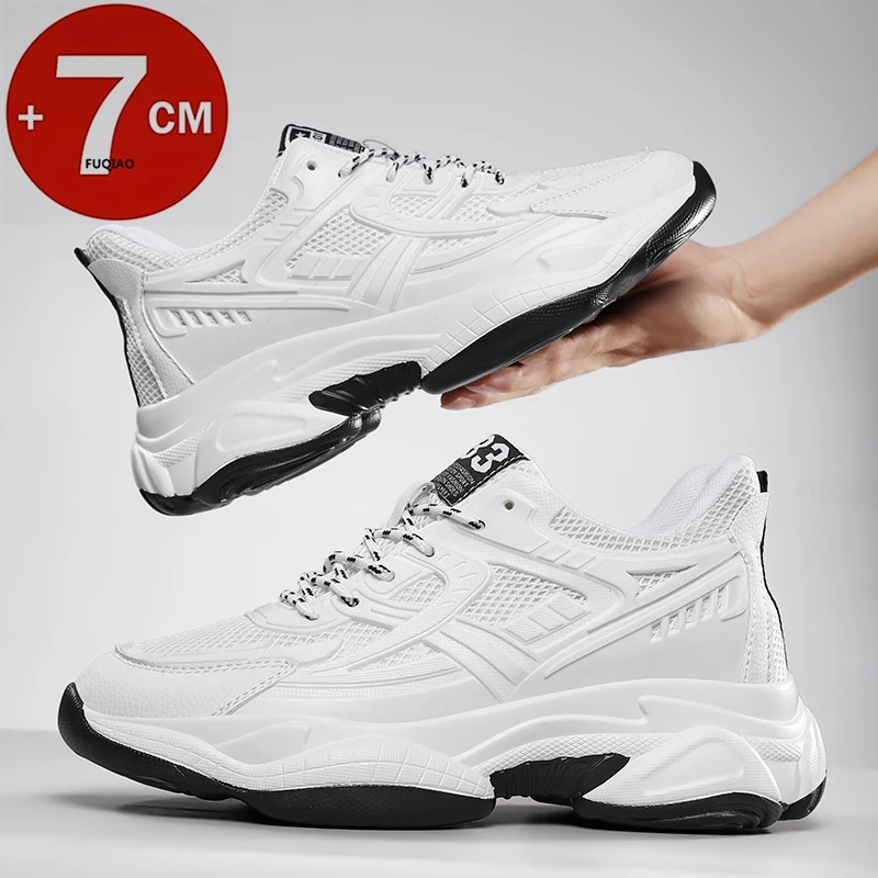 

New 7cm Height Increasing Retro Sneakers for Men Plus Size 36-46 Comfortable Chunky Thick Sole Casual Sports Elevator Shoes