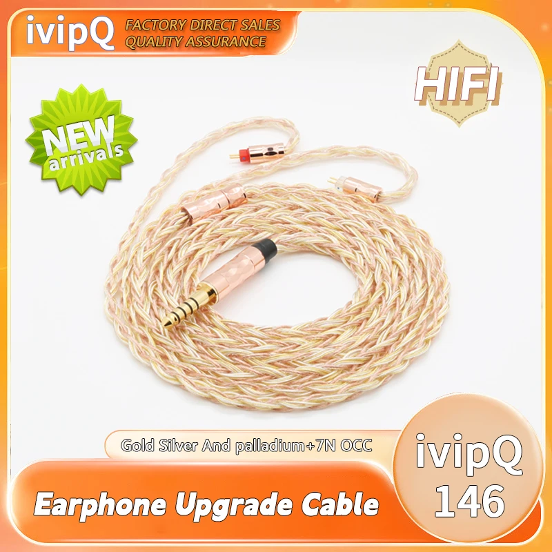 ivipQ Special Weaving Process Flagship Upgrade Wire Gold Silver Palladium+7N OCC HIFI Cable 2.5/3.5/4.4mm Plug 0.78mm 2Pin MMCX