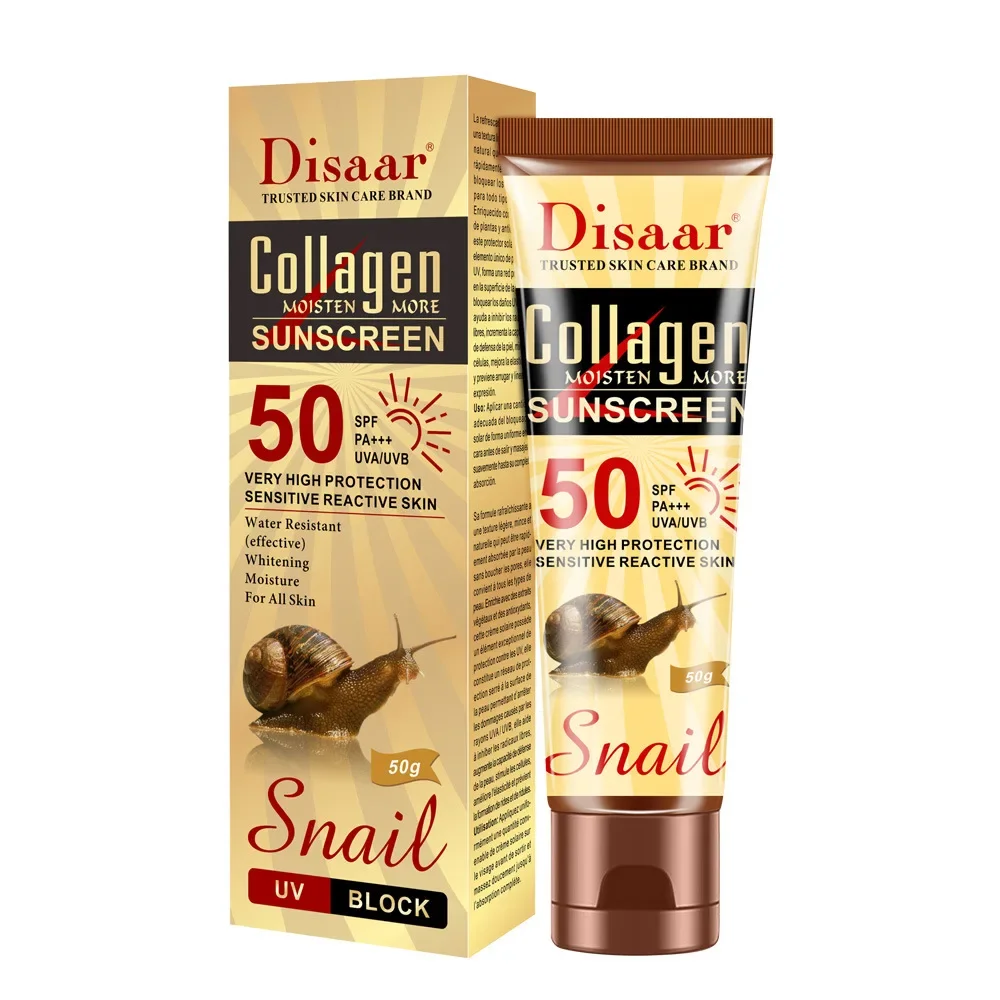 

Солнцезащитный крем Disaar Bone Collagen SPF50, водостойкий, с защитой от УФ-излучения, осветляющий, увлажняющий, освежающий, нелипкий, защитный крем.