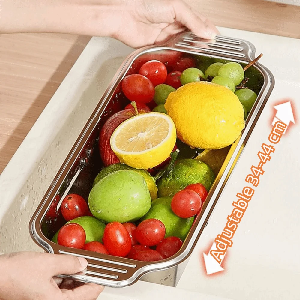 

Retractable Vegetables Drain Basket 304 Stainless Steel Thickened Kitchen Sink Rack Drain Hole Bottom Multipurpose