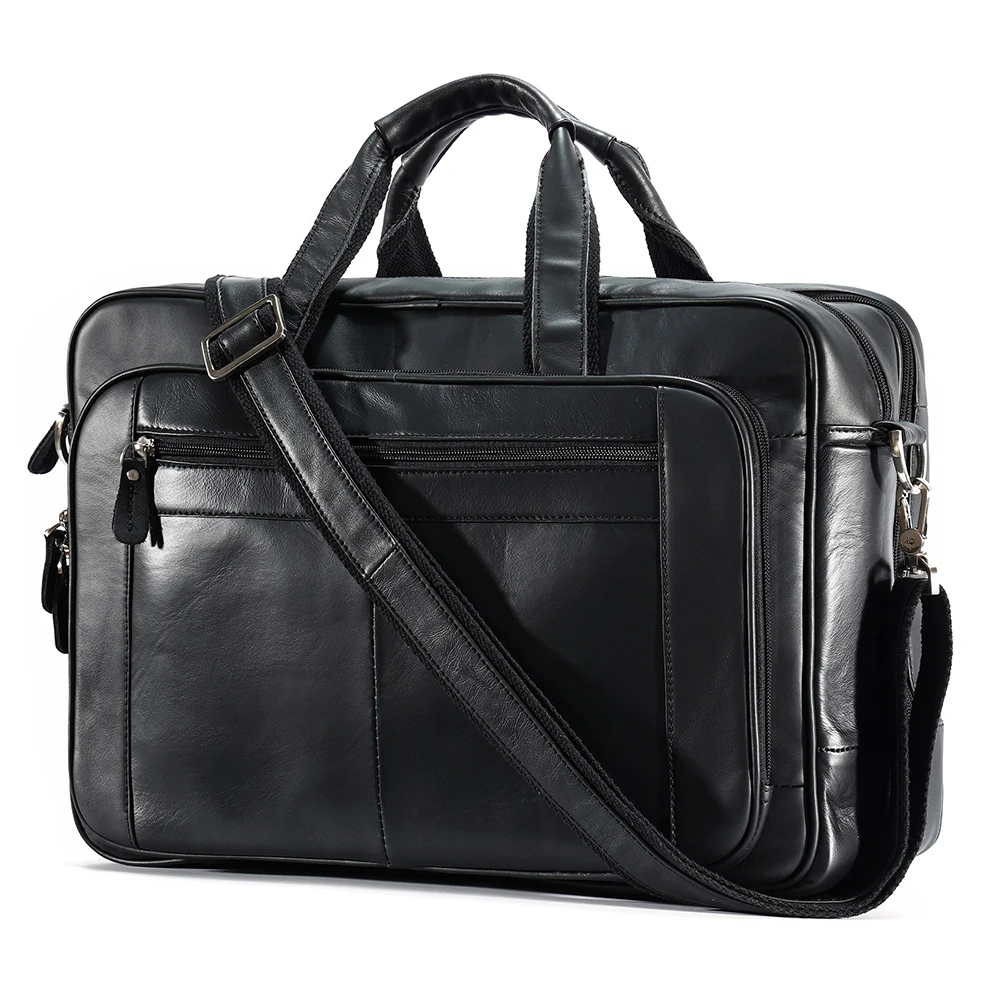 Men's bag large capacity crossbody bag cowhide business casual men's briefcase 17 inch leather computer bags handbag wholesale