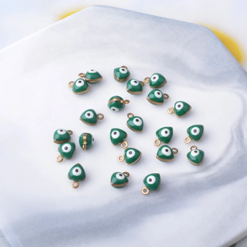 30 Stück beidseitig emaillierte Herz-Auge-Anhänger, Mini-Anhänger für die Schmuckherstellung, Armbänder, Ohrringe, Halsketten, Armbänder – Detail 10
