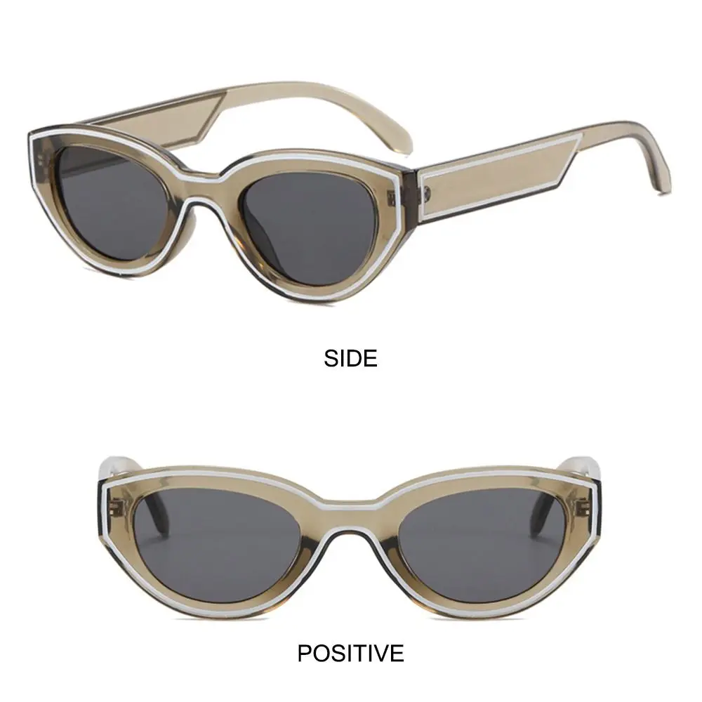 스트라이프 장식 고양이 눈 선글라스, UV400 힙합 블랙 쉐이드, 해변 여행 스트리트웨어 안경, 여성 및 남성용, 새로운 패션