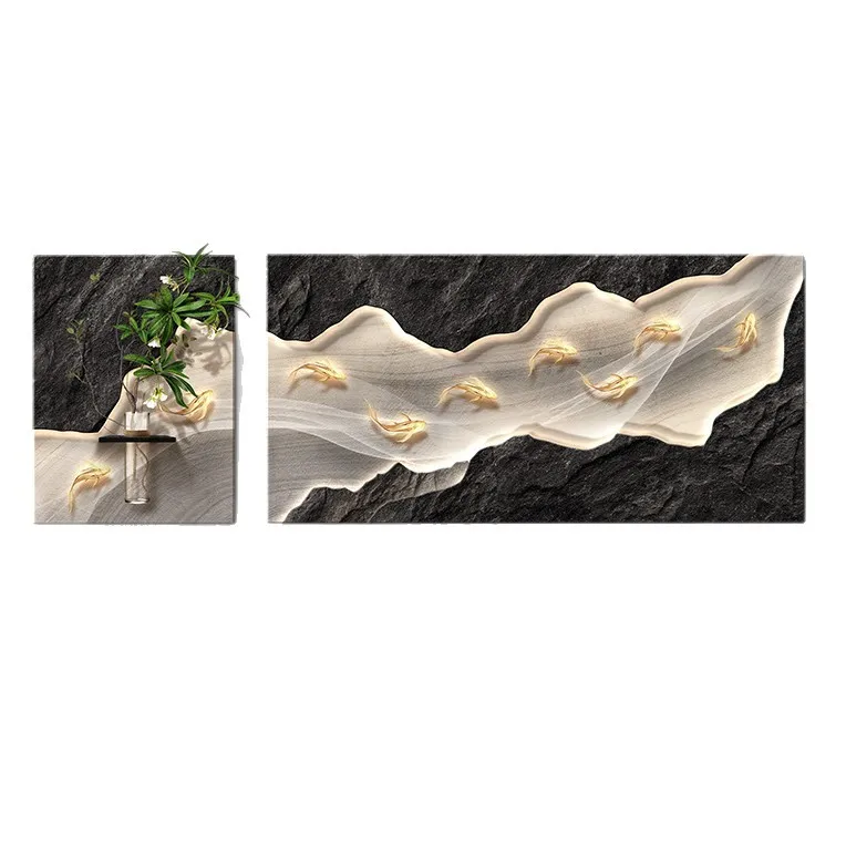 Light luxury nine fish picture decorative painting sofa background wall hanging atmosphere three-dimensional