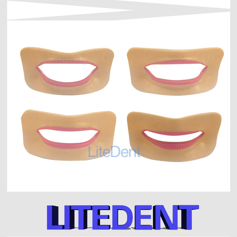 4pcs Different Shape Dental Lab Denture Mouth Lip False Teeth  Model Measurement Tool