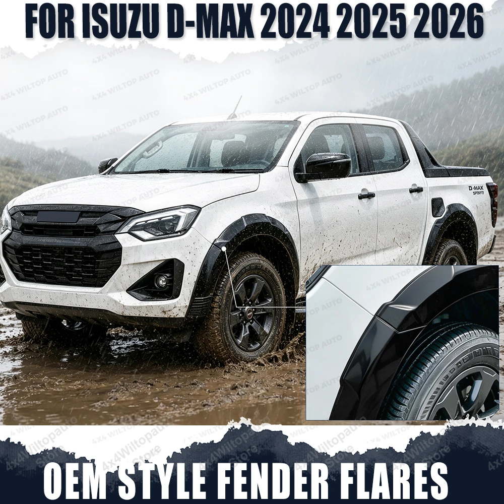 Fender Flares Mudguards For ISUZU D-MAX Dmax 2024 2025 2026 Wheel Arch Kit Body Extension Double Cab Car Styling Accessories