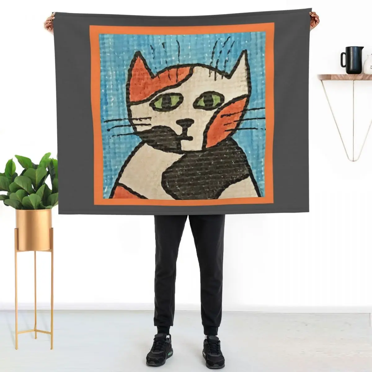 Whimsical Cat Portrait #13 Throw Blanket bed plaid Bed linens Cute Decoratives Soft Beds funny gift Blankets