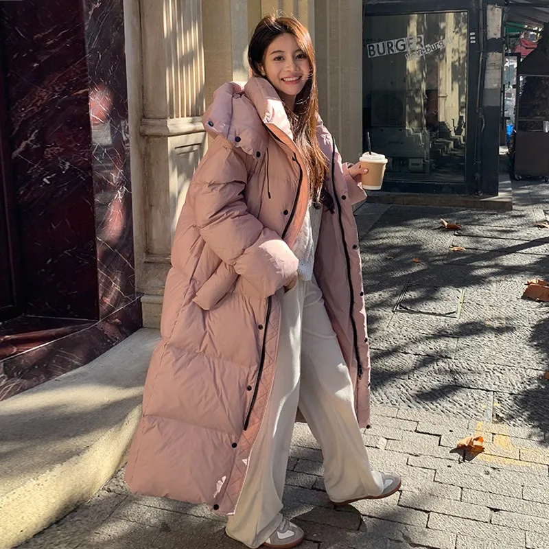 Women's Long Down Jacket Warm Thick White Duck Down Coats Winter Outerwear High-end Feel Comfortable Cool Warm Puffer Jacket