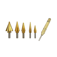 6Pcs 1/4 3/8 Inch HSS Straight Groove Step Drill Bit Titanium Coated Wood Metal Hole Cutter Core Drilling Tools Set