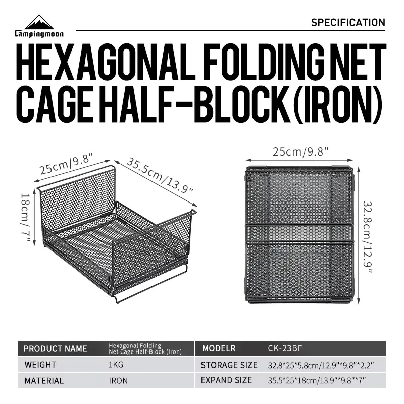 

CAMPINGMOON CK-23BF Durable Portable Picnic Condiment Utensil Organizer BBQ Grill Caddy with Holder Outdoor Storage Rack Basket