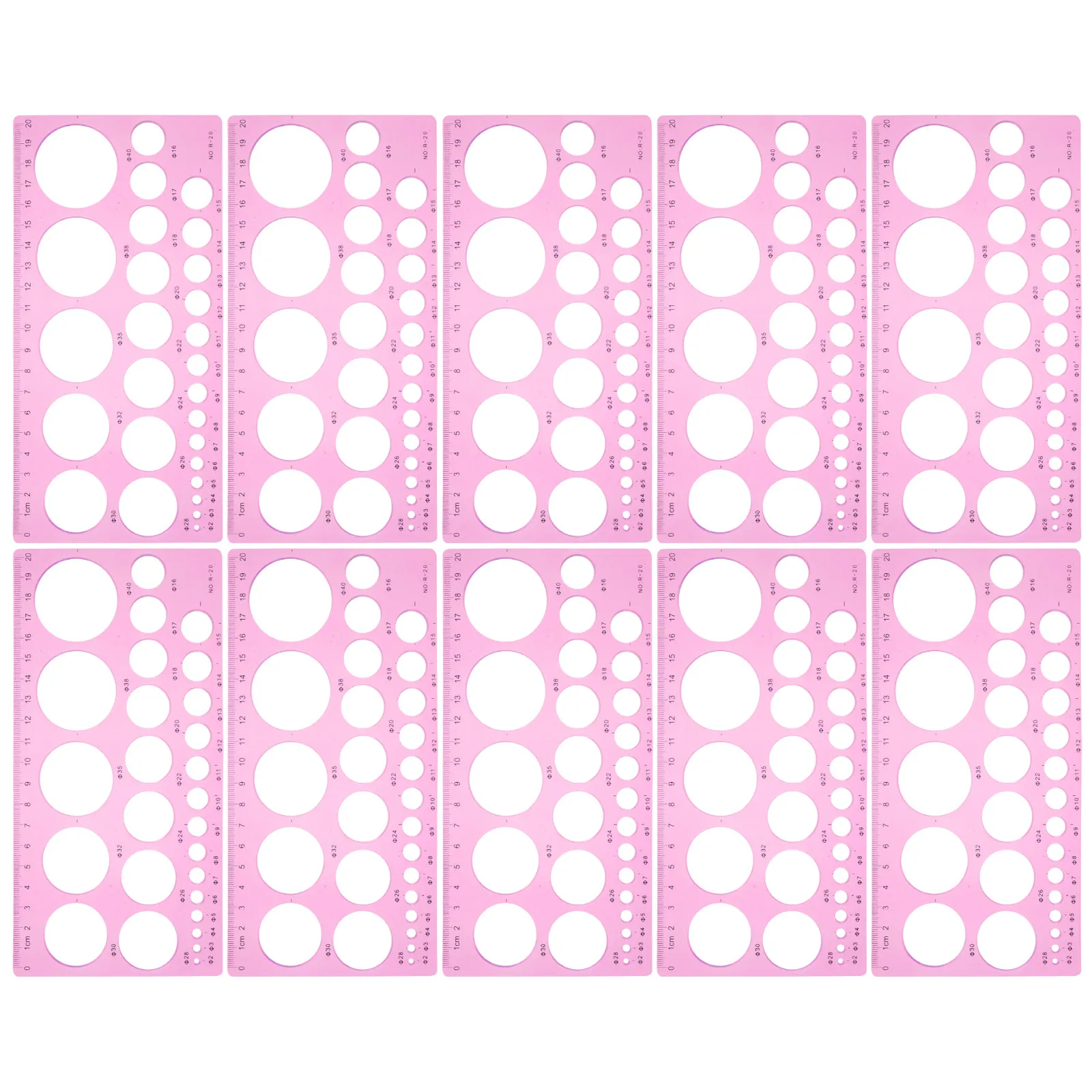 10Pcs Circle Template Geometric Drawing Rulers Precision Stencils for Artists Designers Quilting Office School