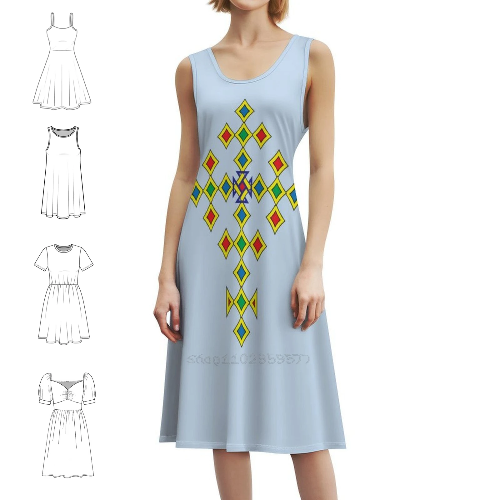 الأرثوذكسية الصليب الكلاسيكية تي شيرت فستان عطلة مثير للنساء شاطئ حفلة عيد ميلاد فستان قصير الأرثوذكسية الصليب فساتين نسائية #1