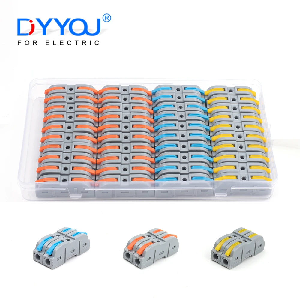 40PCS Fast Wire Connector 1 in 1 out Compact Junction Box Push-in Lever Terminals Block Spliceable Cable Connectors 28-12 AWG