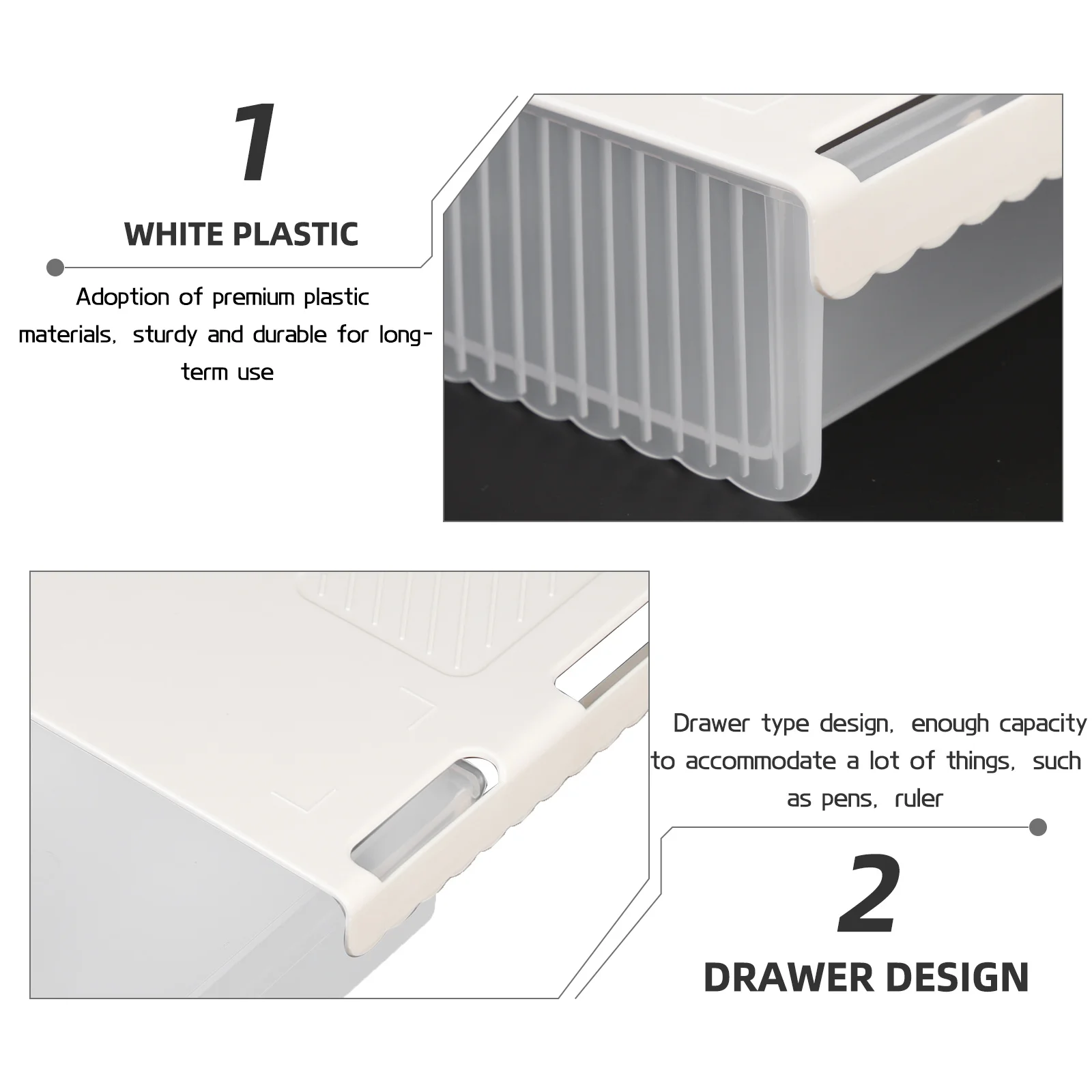 Adhesive Storage Box Under Desk Organizer with Drawer Style Design for Stationery Pens USB Cables Home Office School