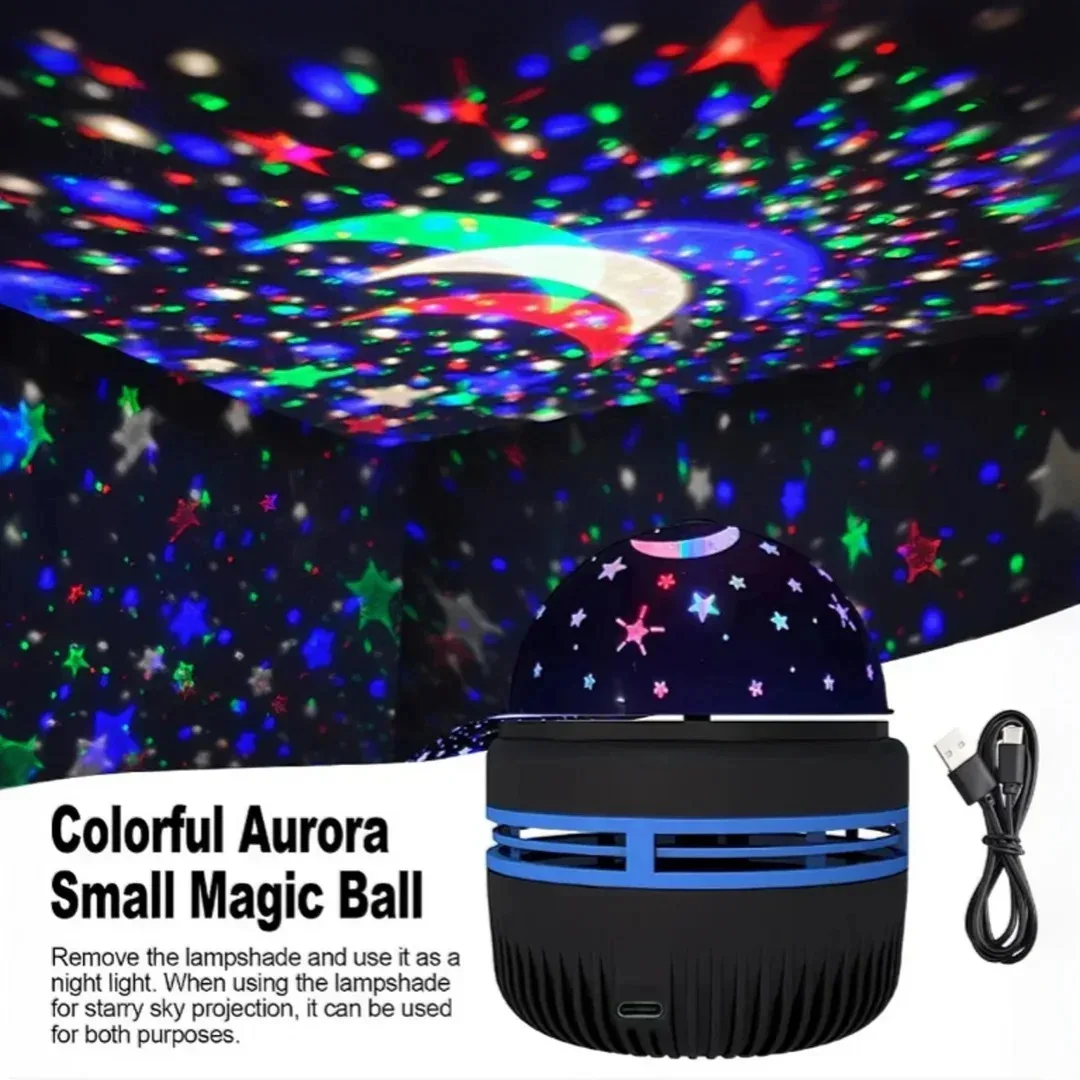 

Rotating Crystal Magic Ball Stage Light Remote Control Starry Sky Projection Colorful Atmosphere Light Aurora Night