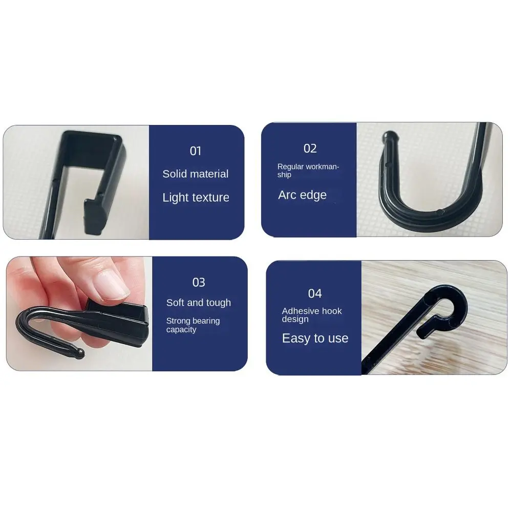 4pcs Multi-functional Coat Hook Plastic Clip-on Storage Holder Home Storage Accessories Square Tube Clasps Hooks Home Kitchen