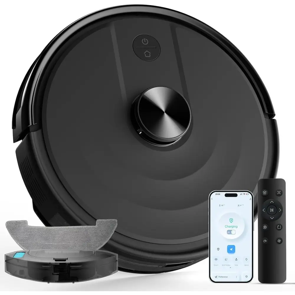 Robot Vacuum and Mop with LiNavigation, 5000Pa Robotic Vacuums with Mapping, Automatic Sel-Recharging, 2.4G Wii/App/Alexa/Remote