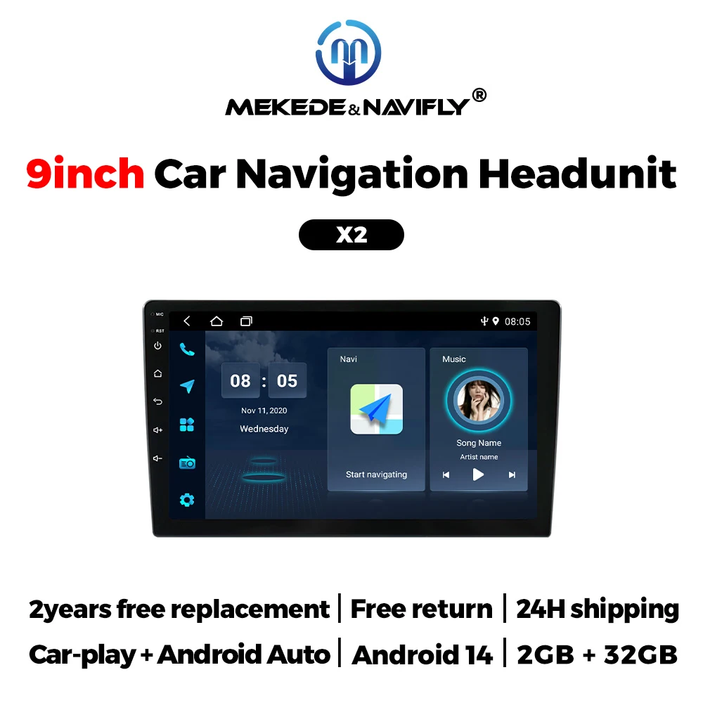 MEKEDE Android14 Auto Radio Stereo 2din for KIA Opel Toyota Honda Mitsubishi Benz Audi BMW CarPlay+Auto WiFi Multimedia Player