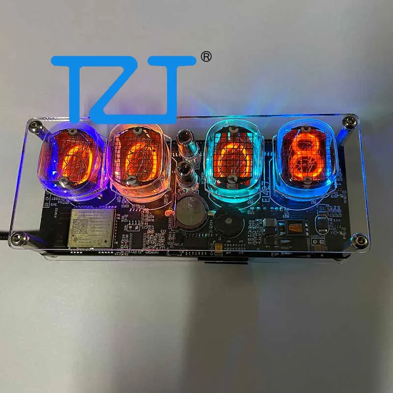 تZT EI427 |   QS27 4 بت توهج أنبوب ساعة المكونات في نوع Nixie قاعدة ساعة أنبوبية مع مكبر صوت صغير ووظيفة WiFi