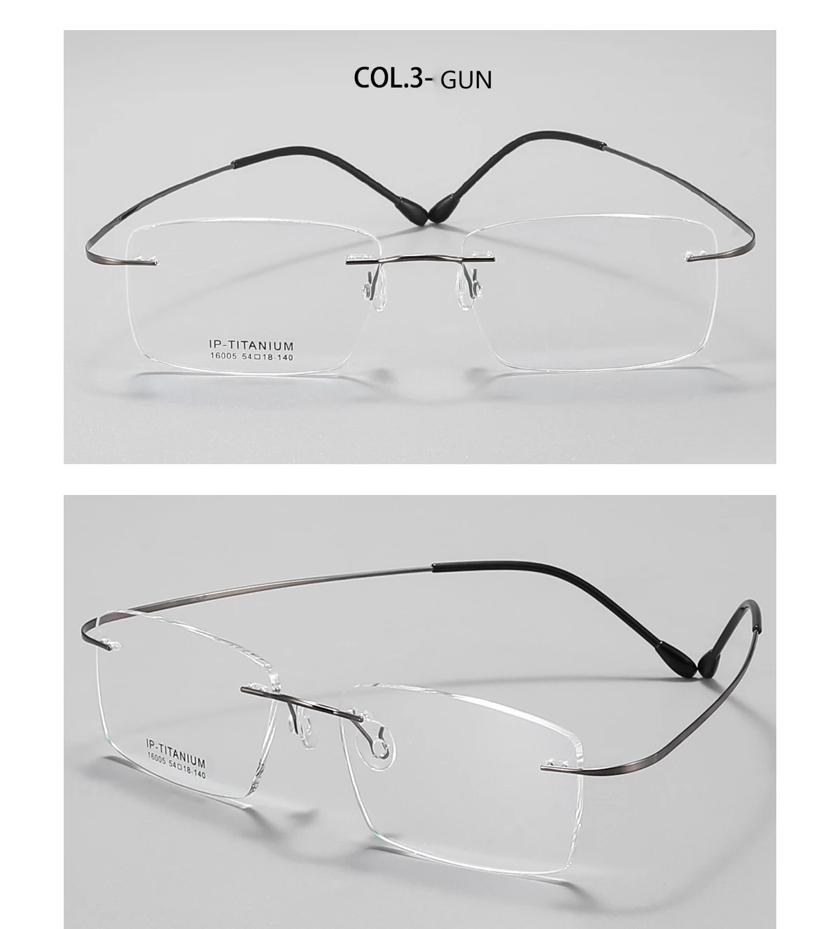Quadratische randlose Business-Brille ultraleichte Brillen aus reinem Titan Mode Retro optische Rezept rahmen Mann Frau 1006 – Detail 11