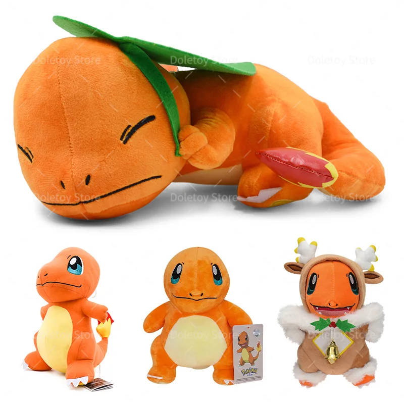 4 Styles Charmander Plush Toys Pokemon Stuffed Animal Anime Game Soft Sleeping Charmander Plushies Collectible Birthday Gift