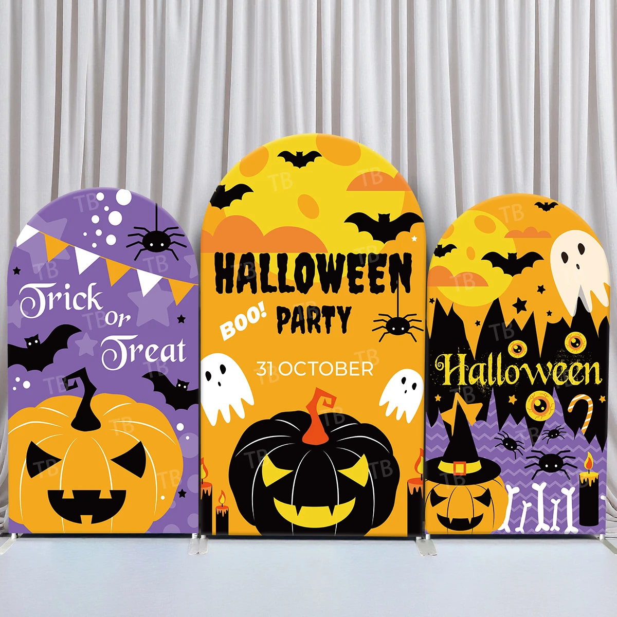 

TB Halloween Theme Arch Backdrop Cover Evil Pumpkin Celebrate Festival Party Photography Background Wall Decor Elastic Fabric