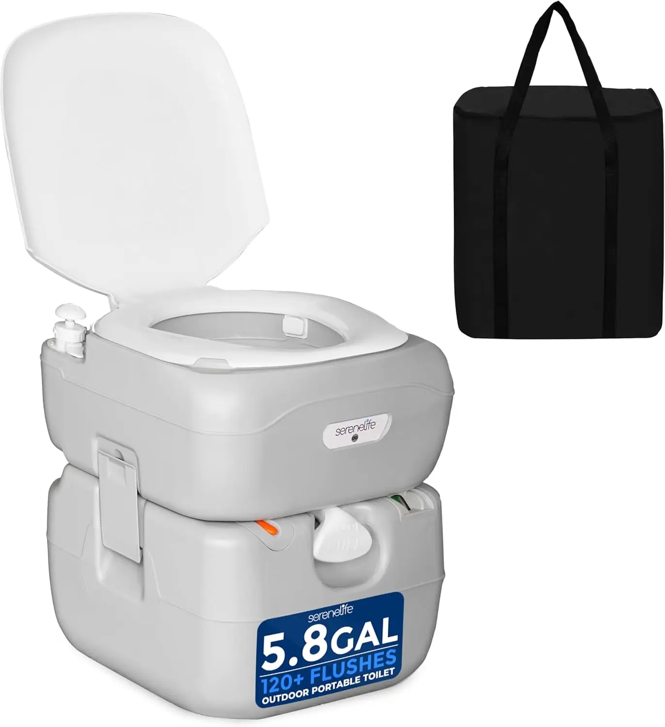 

Портативный походный туалет для взрослых объемом 5,8 галлонов, со съемным баком для отходов, индикатором уровня, сумкой для переноски, подходит для кемпинга.