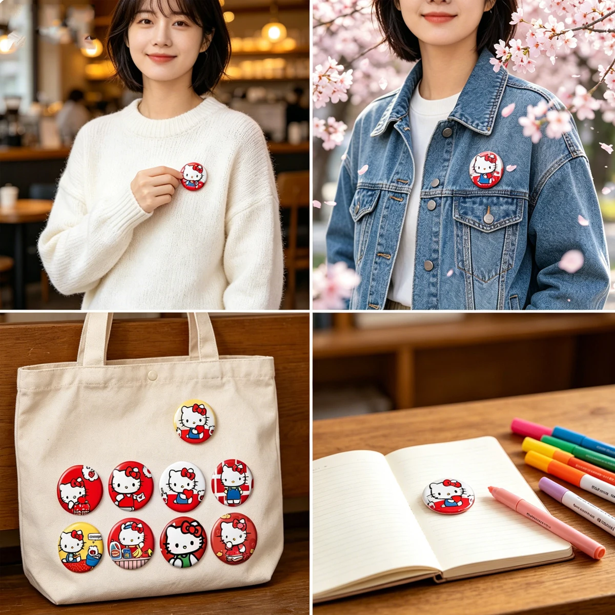 Hello Kitty Decorative Badge Set, Official License Cartoon Brooch Pin for Backpack Bag Clothing Accessories