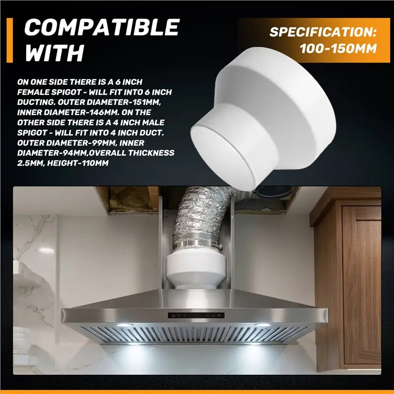 PERFECT MODERN Duct Reducer, Duct Adapter PVC Reducer, Duct Increaser/Reducer For Grow Tent HVAC Ventilation System
