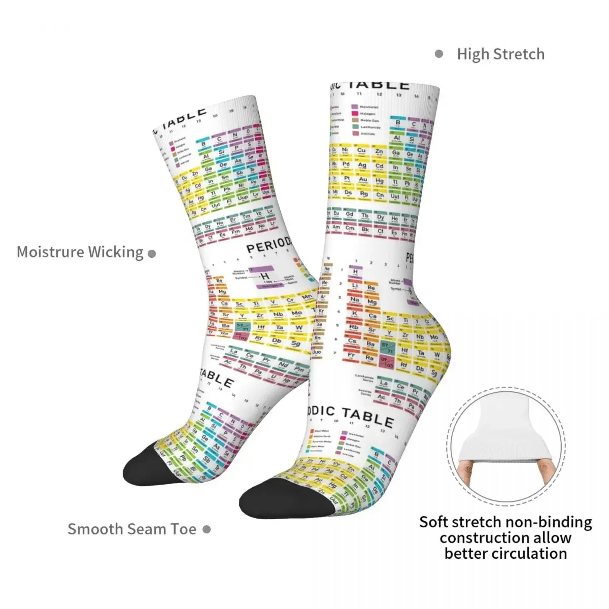 Periodic Table Detailed With Socks Harajuku Super Soft Stockings All Season Long Socks Accessories for Man's Woman's Gifts