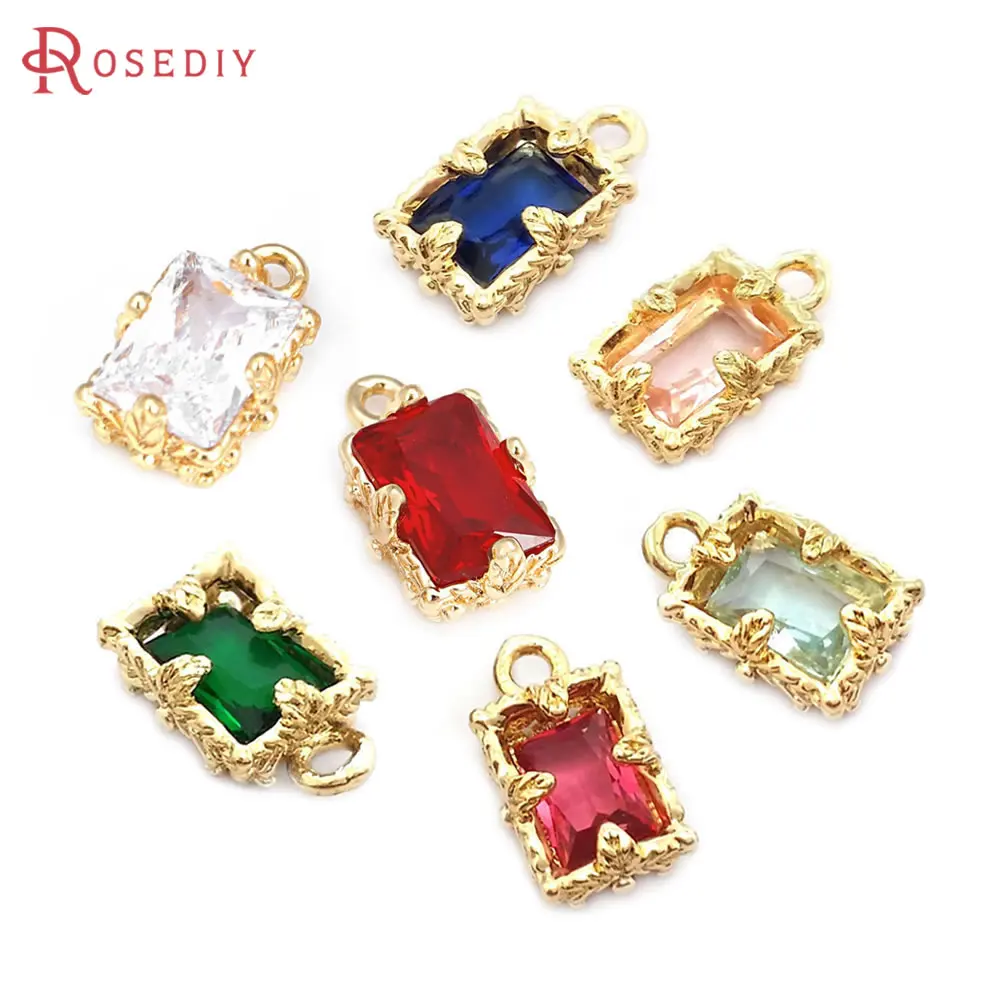 10PCS 18K Gold Color Rectangle Charms Pendants High Quality Necklace Earrings Diy Jewelry Accessories Rosediy official-website