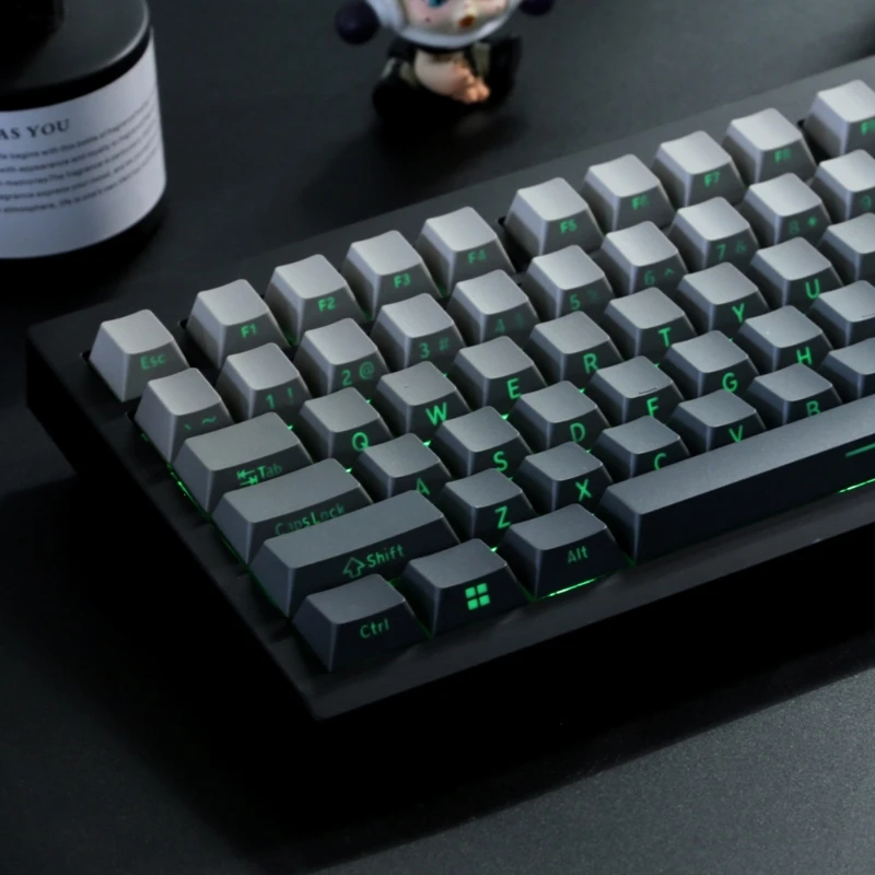 Gray Keycaps Machanical Throught Side Print Keycap Set Thick PBT