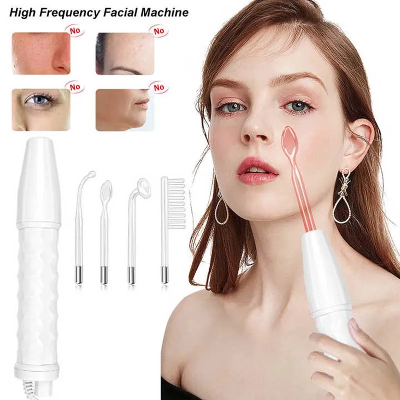 Portable 4 In 1 High Frequency Electrotherapy Handheld Facial Wand Multi-Function Face Device Machine For Face Care And Hair
