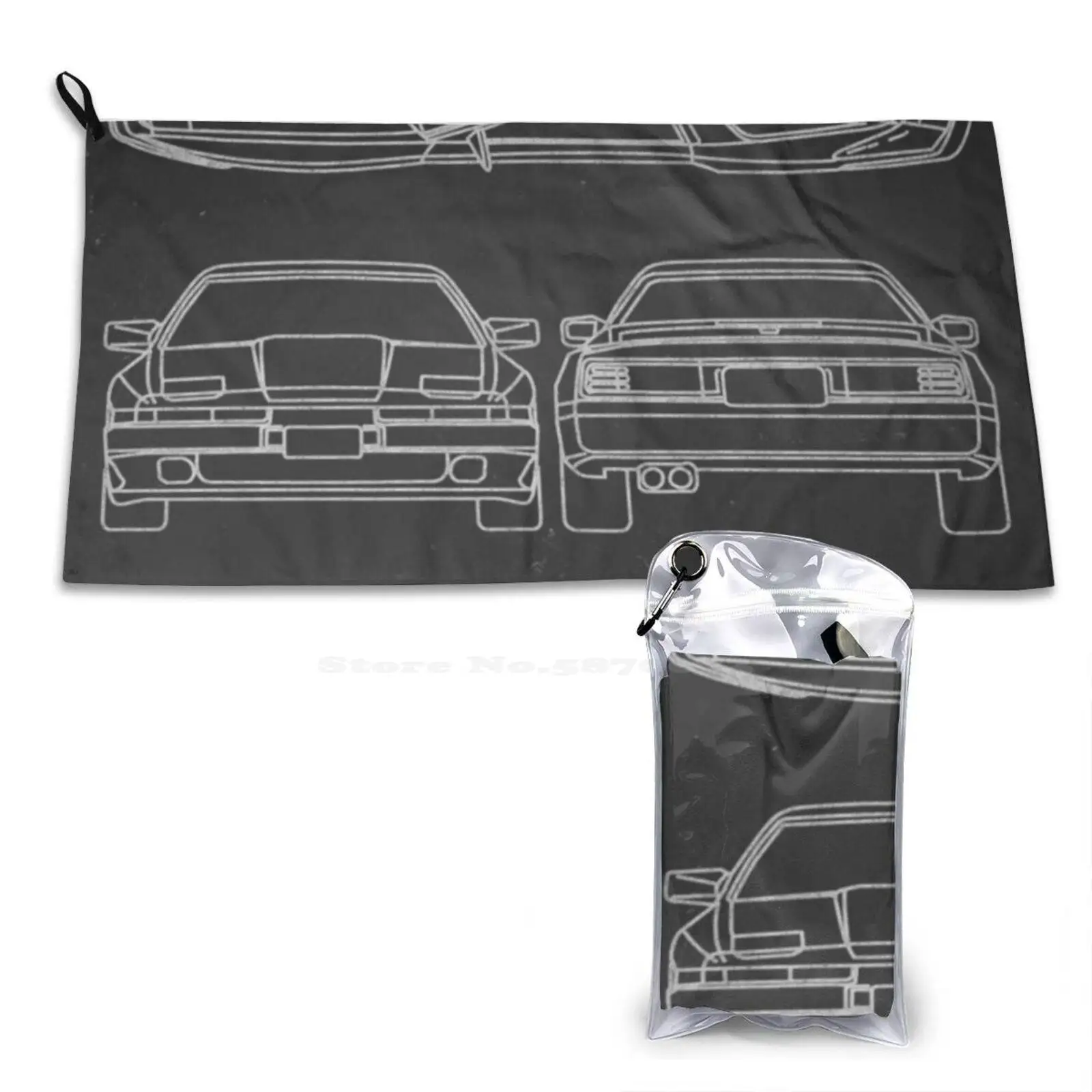 3 3D Print Pattern Towel Soft Towel Mortal Kombat 3 Mk1 Car Retro Classic Race Model Mark Blueprint Automobile Chalkboard