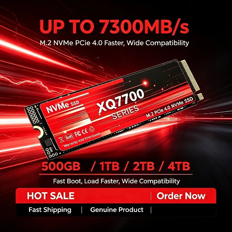 NEW XQ7700 500GB-4TB M.2 NVMe PCIe4.0 SSD, up to 7300MB/s Read, Solid State Hard Disk Drive for Desktop Computers.