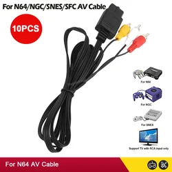 10PCS 1.8M AV Cable Composite Video Cord 6 Feet Line Compatible For N64/GameCube/SNES/SFC TV Game Console AV Cable