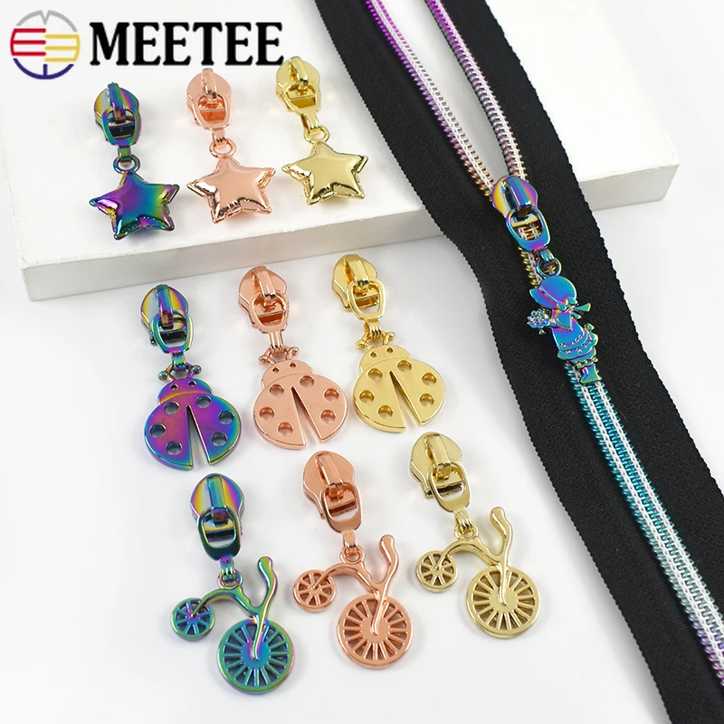 

5/10Pcs Meetee 5# Sliders for Nylon Zippers Tape Bags Zips Pull Heads Ziper Pullers Luggage Sewing Accessories Zipper Repair Kit