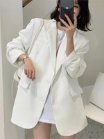 Blazer Women 2025 New Spring Fashion Elegant Classic Solid Suit Jackets Coat Office Lady Chic Casual Vintage Oversized Outerwear