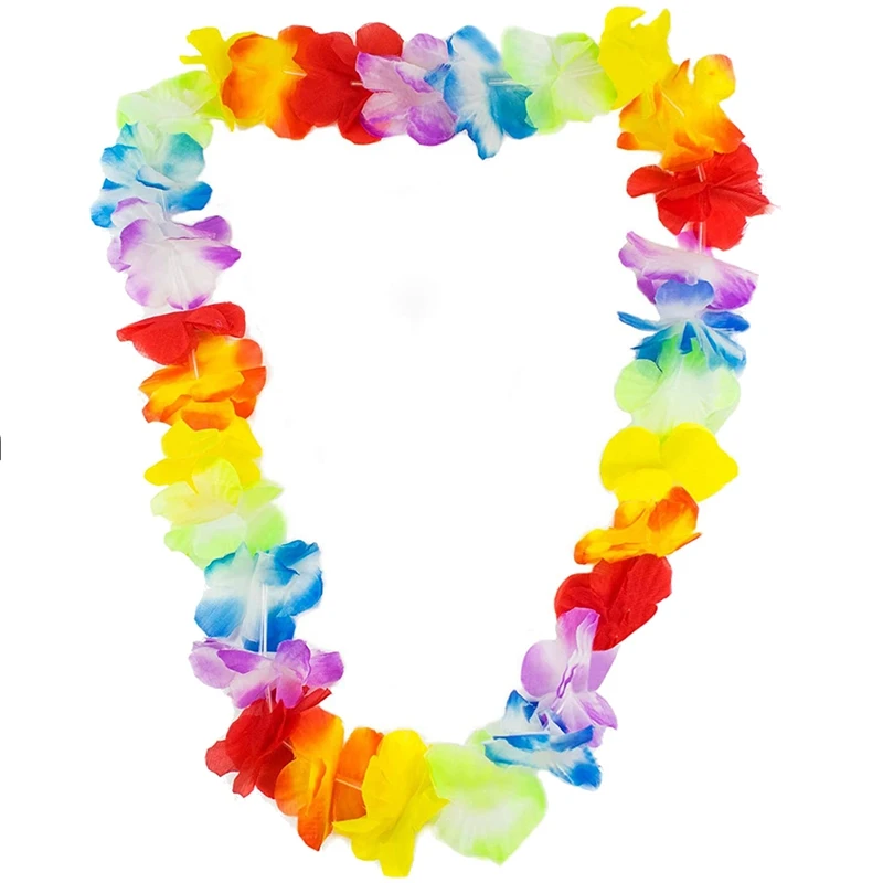 10 Pack Hawaiian Leis Flower Chains Tropical Flower Chain Perfect Welcome To Your Beach, Pool And Cocktail Party