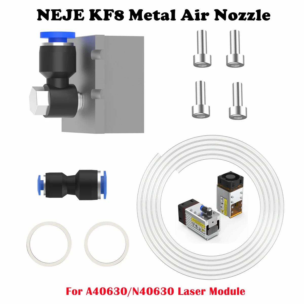 Bocal de ar de neje kf8 cnc metall para neje n40630 e a40630 módulo laser-alta pressão max 1.5mpa