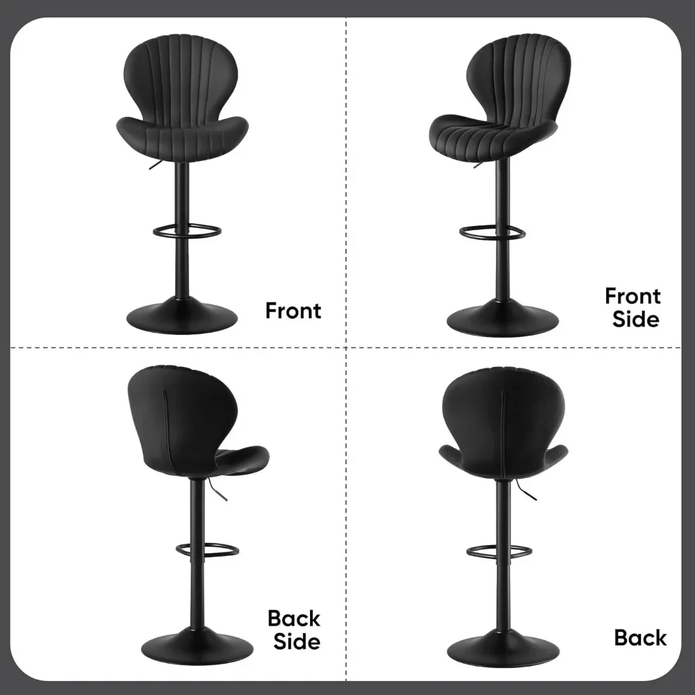 Bar Stools Set of 4 Modern Swivel Bar Chairs, Barstools Counter Height with High Backrest, Easy 3-5 Minute Assembly for Bar