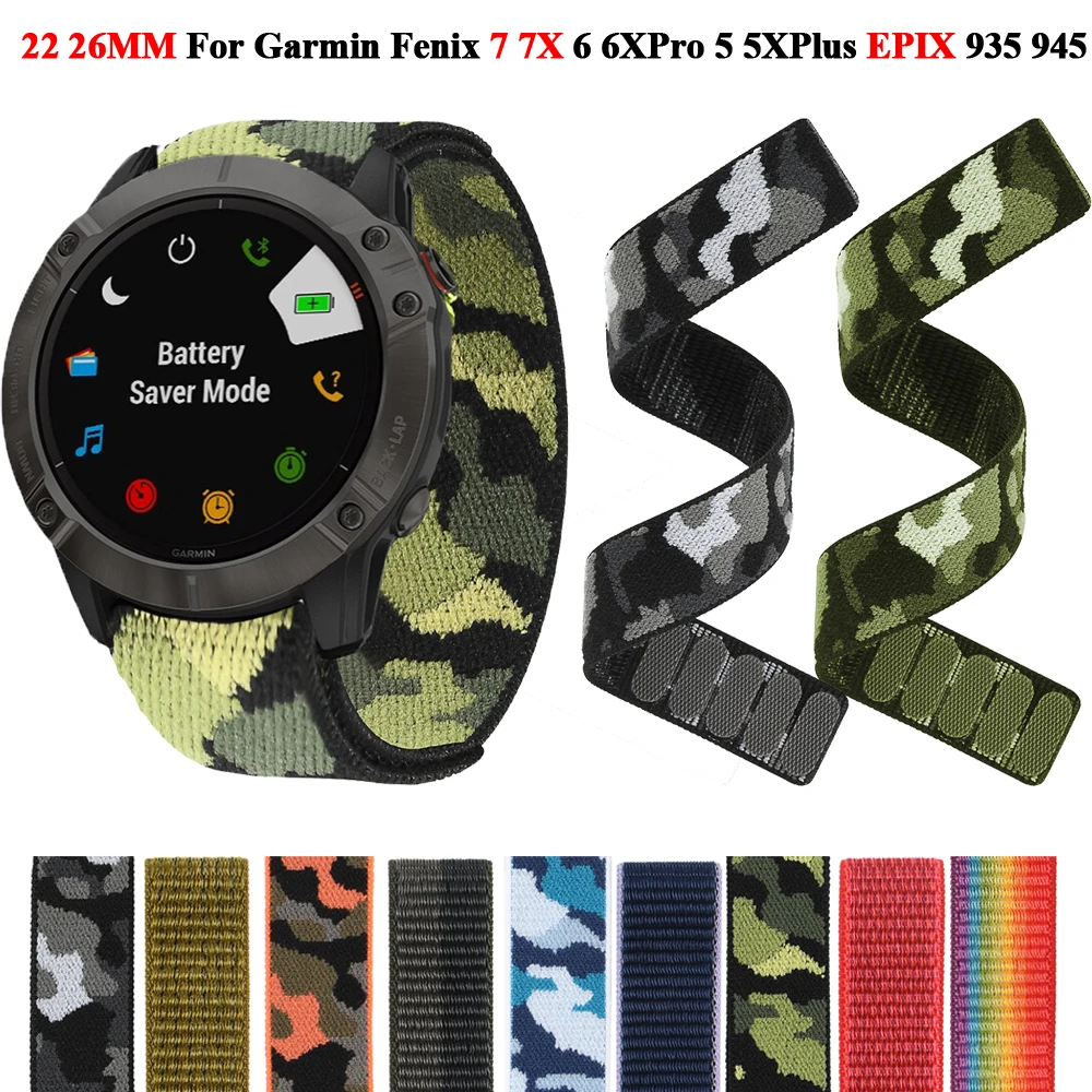 Garmin Fenix 6X 6Pro 7X 7 Epix 손목 밴드 Fenix 5X 5Plus Enduro 스마트 워치 팔찌용 22 26MM 후크 루프 나일론 시계 밴드 스트랩