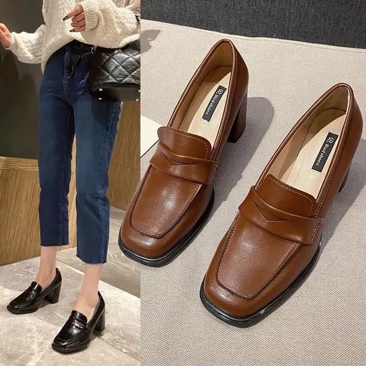 

Туфли Мэри Джейн на толстом каблуке, женская обувь, новинка весны 2024, одна линия в сказочном стиле, туфли во французском стиле