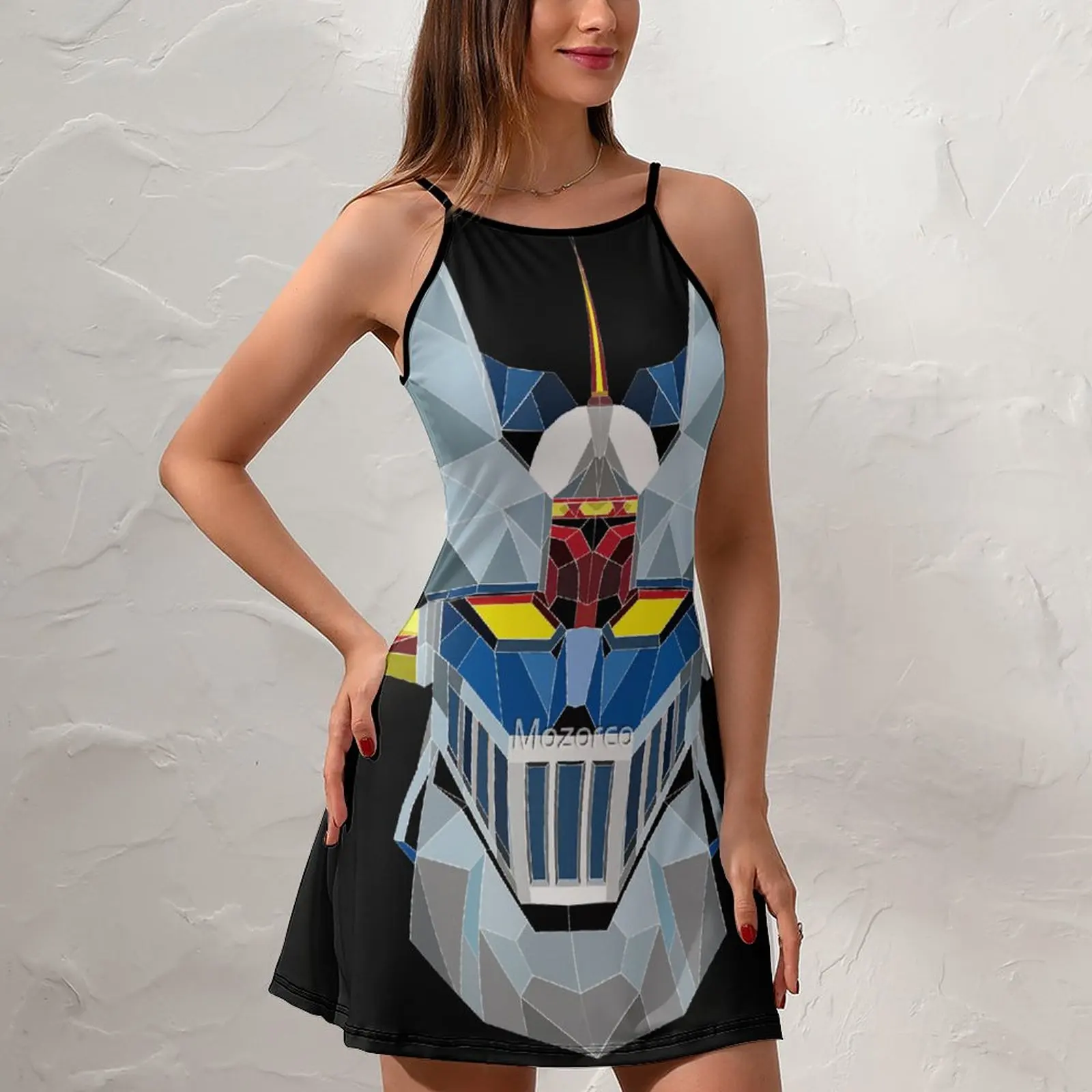 Mazinger Z Linear Low Poly 21  Women's Sling Dress Funny Sarcastic The Dress Graphic Vintage Exotic  Woman's Gown  Parties