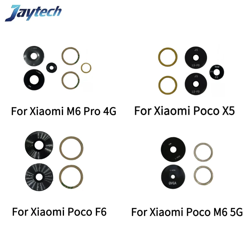 1Set Rear Back Camera Glass Lens For Xiaomi POCO F6 M6 Pro X5 X6 X7 4G 5G With Glue Sticker
